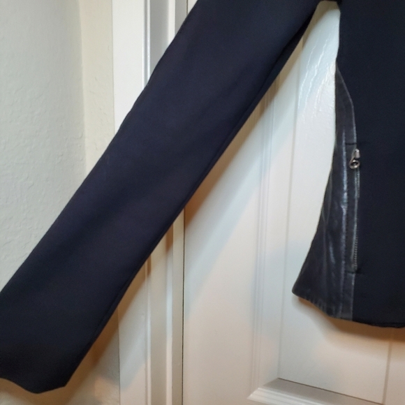 TED BAKER Black Leather Blend Moto Zip Collar Women Motocycle Jacket Sz 4 - Picture 6 of 16